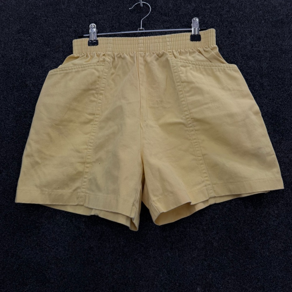 Vintage 80s High Waisted Shorts Yellow Elastic Waist Twill Retro Womens
